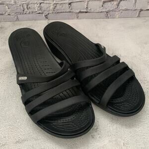 CROCS Rhonda Black Wedge Sandals - Size 10